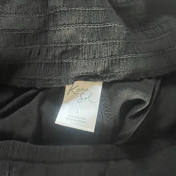 Women’s Smocked Waist Side Slit Cover Up Pants - Kona Sol - Large - Picture 6 of 7